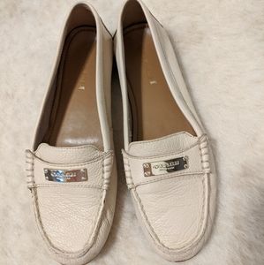 coach off white cream leather flats
